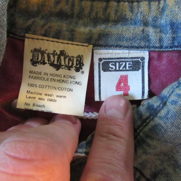 Mens Vtg Major Damage 90s Retro Denim Color Block Button Up Shirt Sz 4 / XXL - Picture 5 of 7
